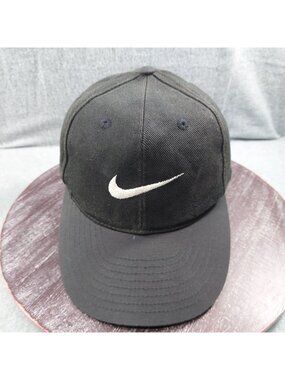 Nike Black Adjustable Snapback Hat With Embroidered Swoosh Logo